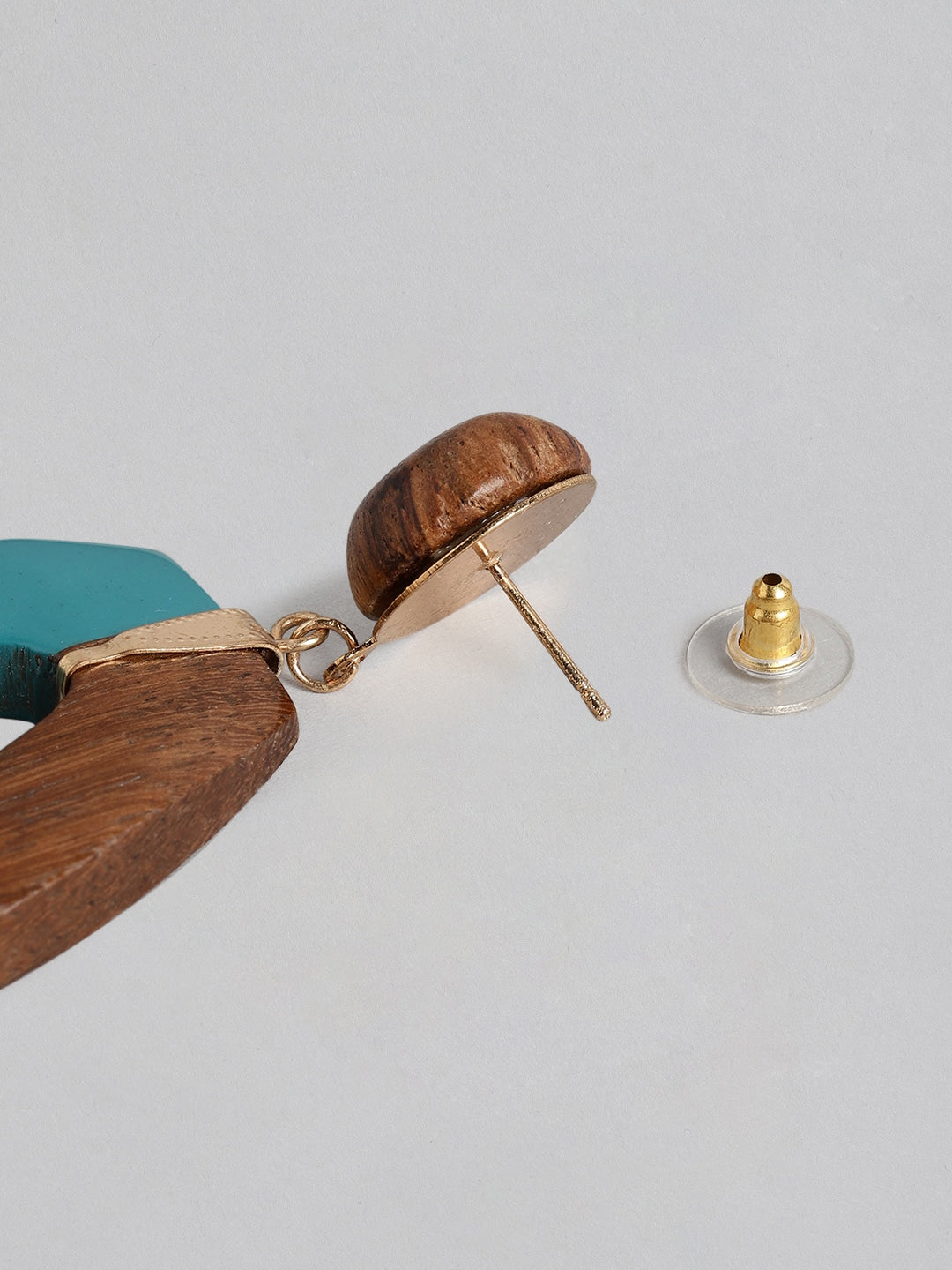 Turquoise Blue & Brown Teardrop Shaped Drop Earrings