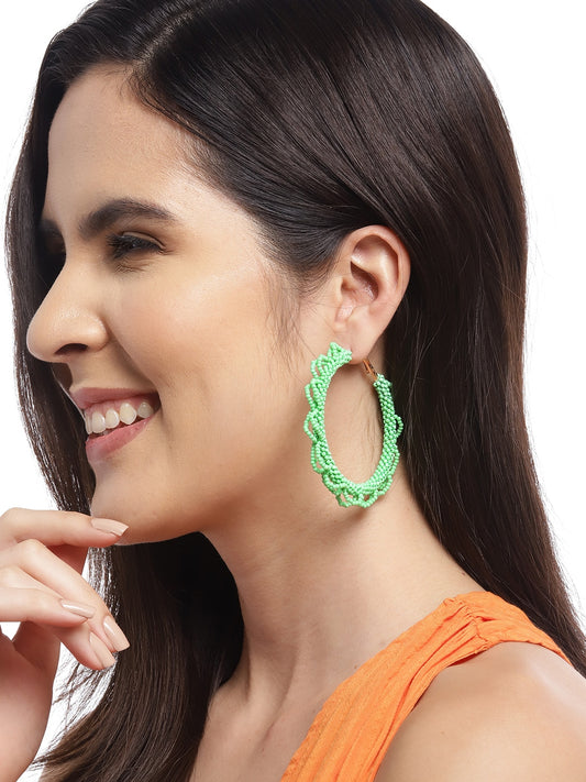 Artificial Beads Circular Hoop Earrings