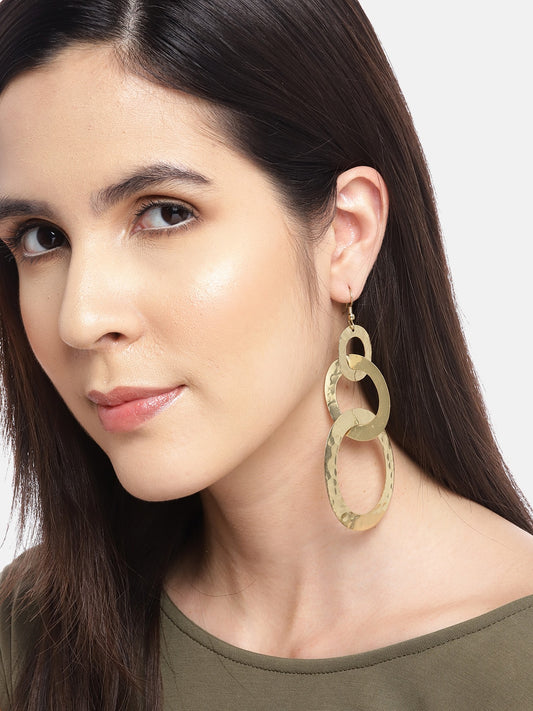 Gold-Plated Oval Drop Earrings