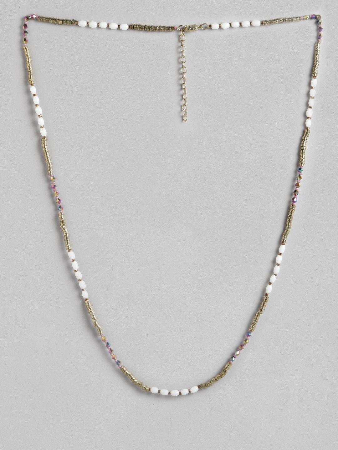 Gold-Toned & White Gold-Plated Beaded Necklace