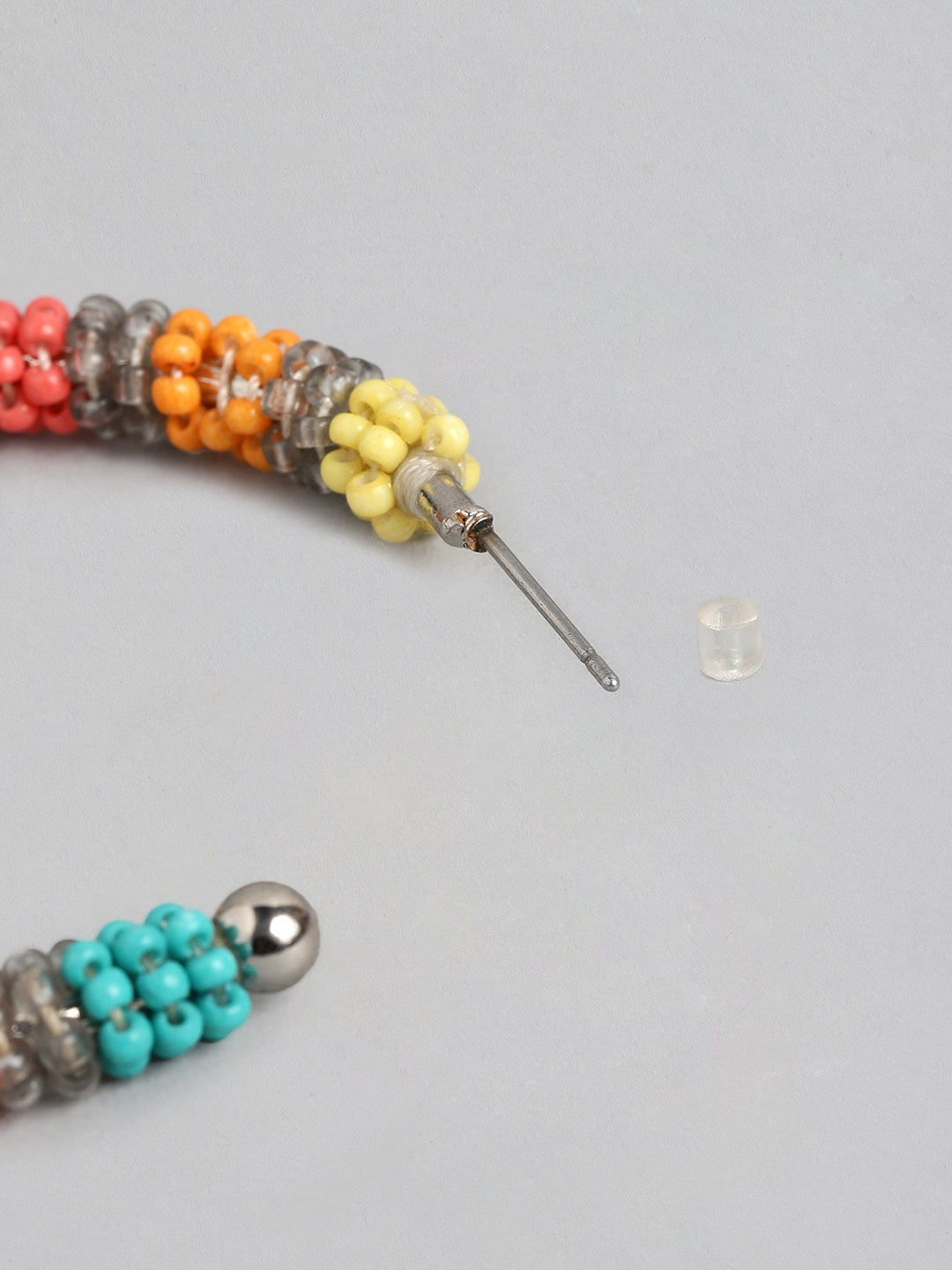 Pink & Yellow Circular Half Hoop Earrings