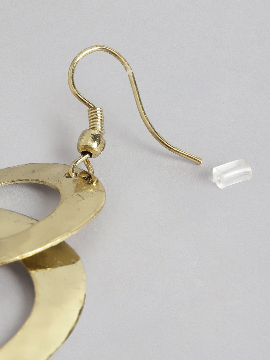 Gold-Plated Oval Drop Earrings