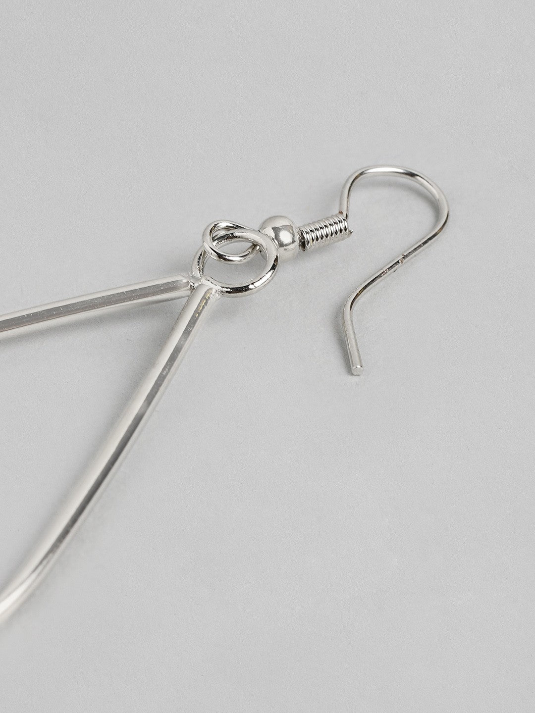 Silver-Toned Teardrop Shaped Drop Earrings