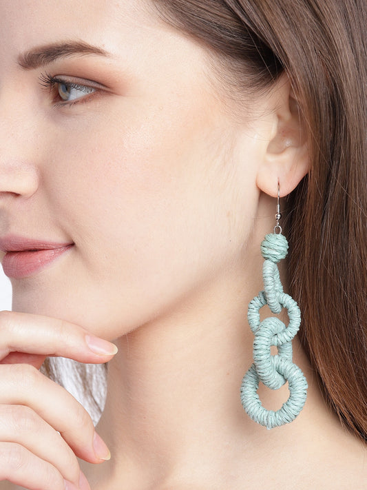 RICHEERA Mint Green Circular Drop Earrings