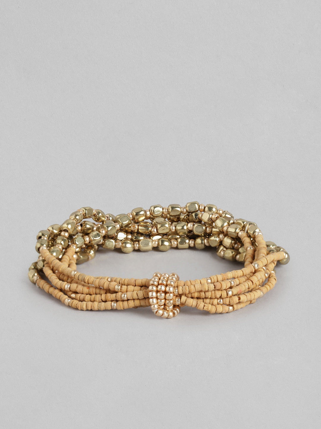 RICHEERA Gold-Plated Artificial Beads Multistrand Bracelet