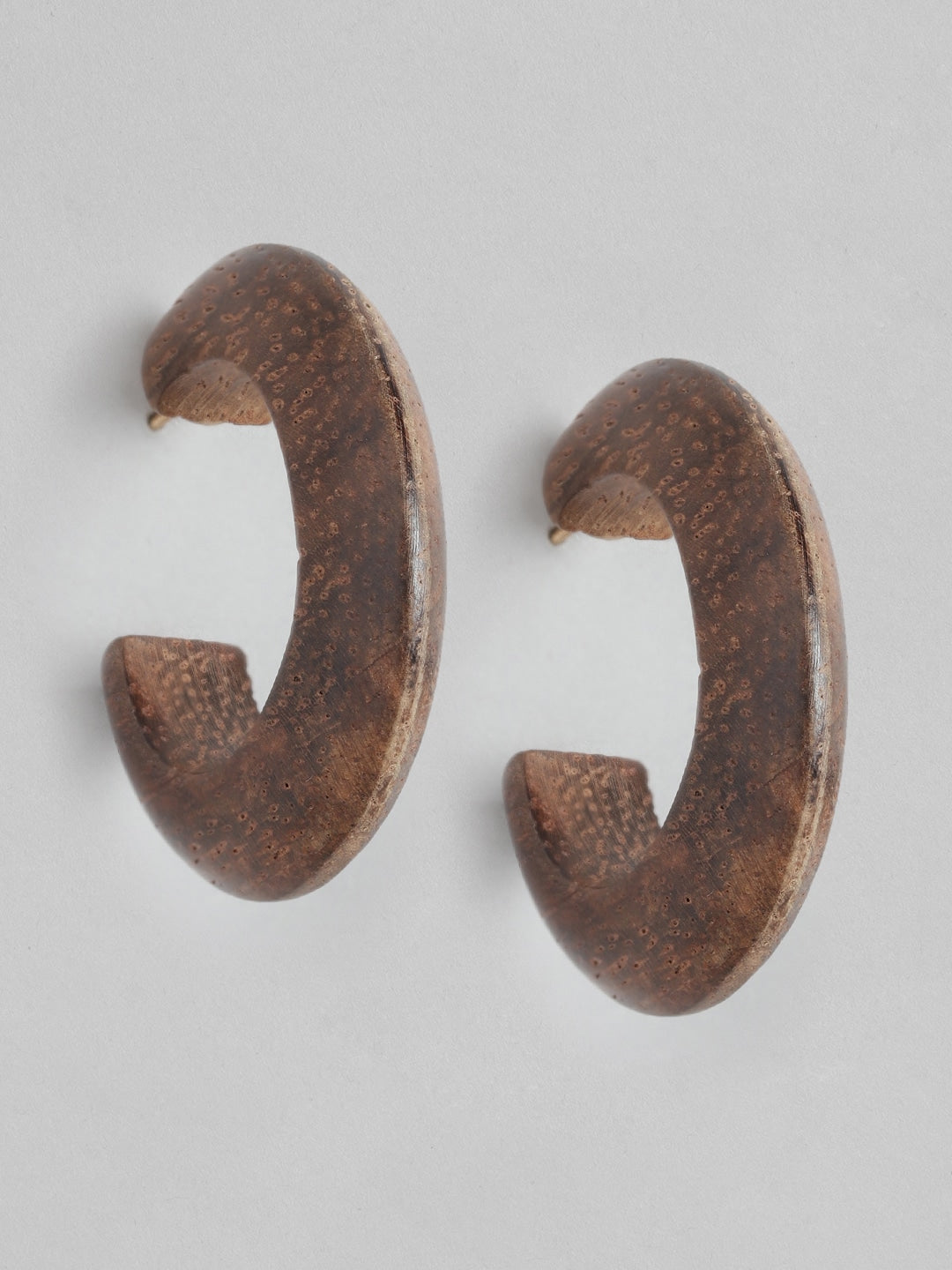 Brown Circular Half Hoop Earrings
