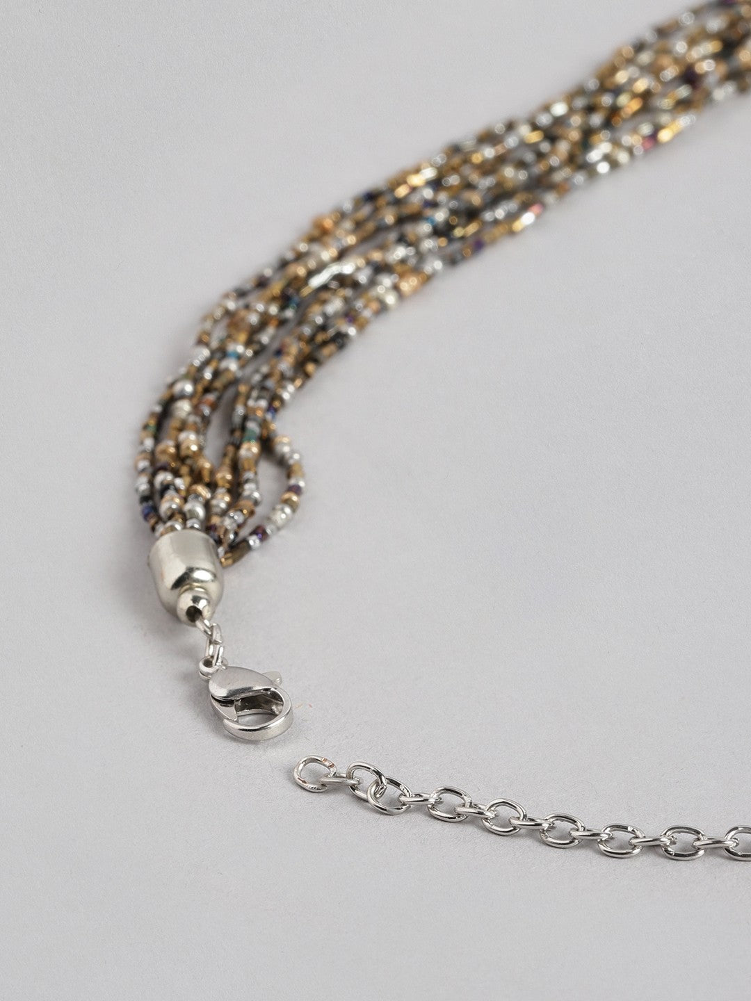 Gold-Toned & Silver-Toned Beaded Necklace