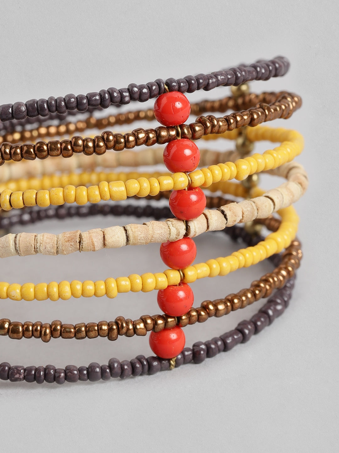 Women Multicoloured Beaded Cuff Bracelet