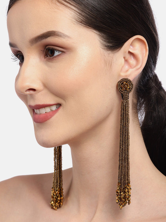 Gold-Toned Contemporary Drop Earrings
