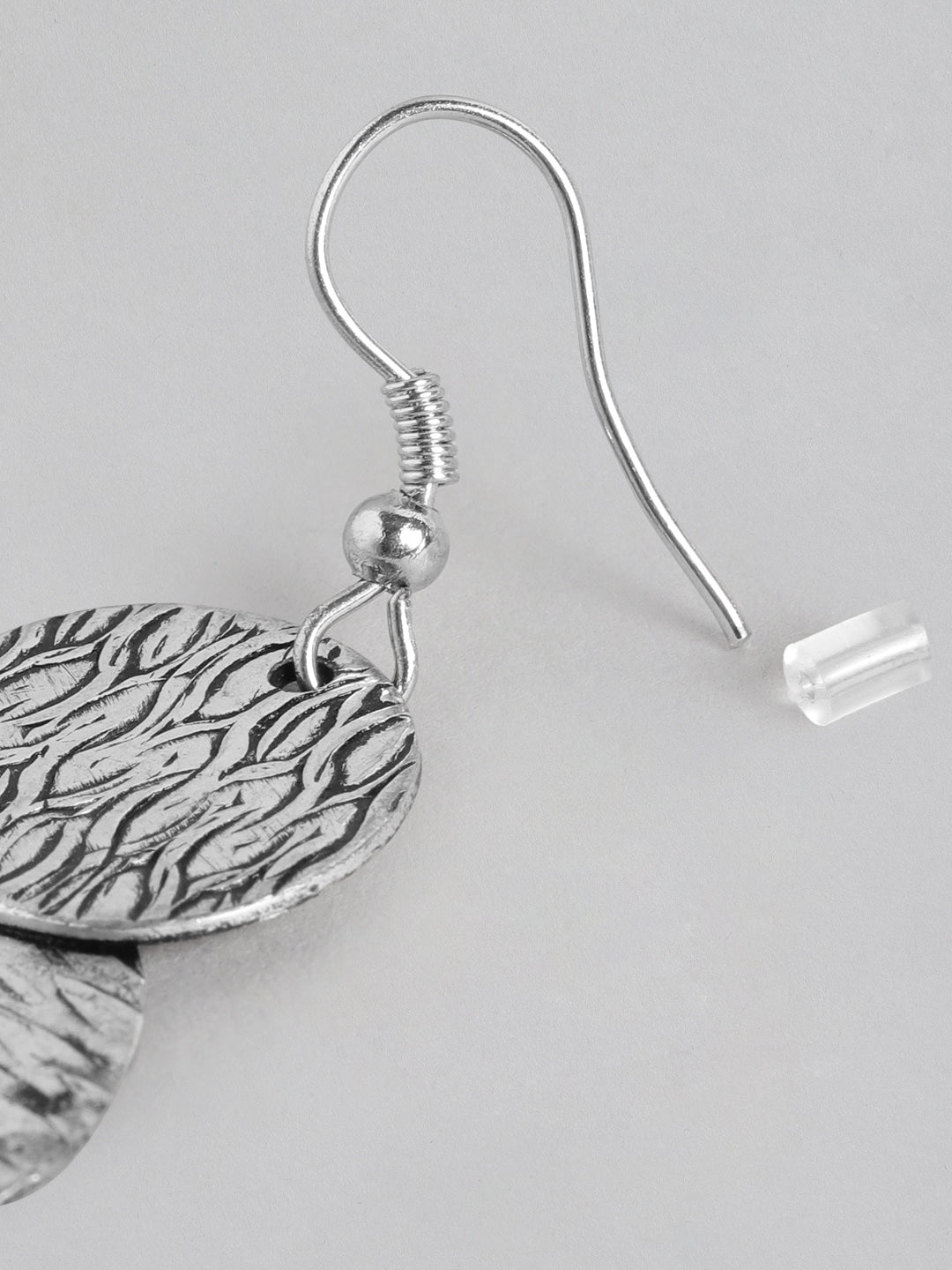 Silver-Plated Circular Drop Earrings