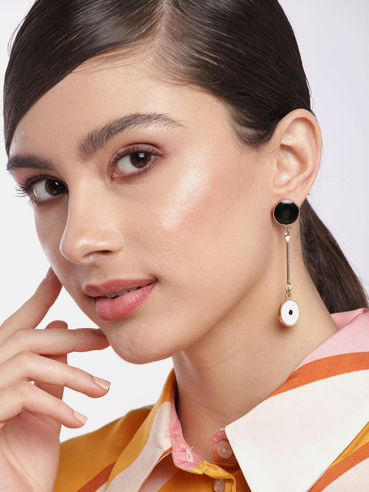 Black & White Circular Drop Earrings