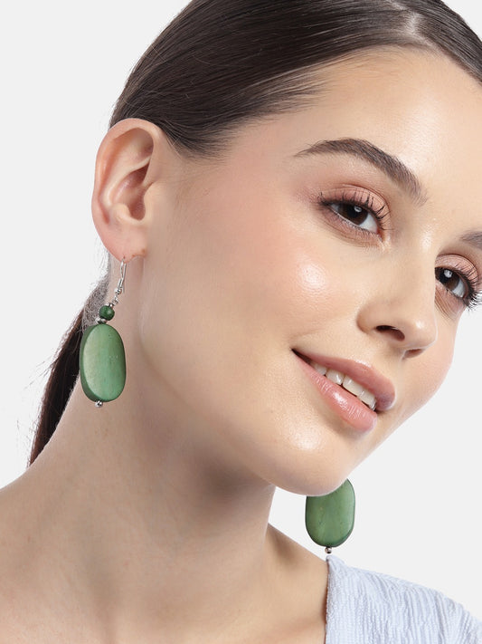 Silver-Plated Teardrop Shaped Drop Earrings