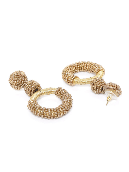 RICHEERA Gold-Toned Beaded Circular Drop Earrings