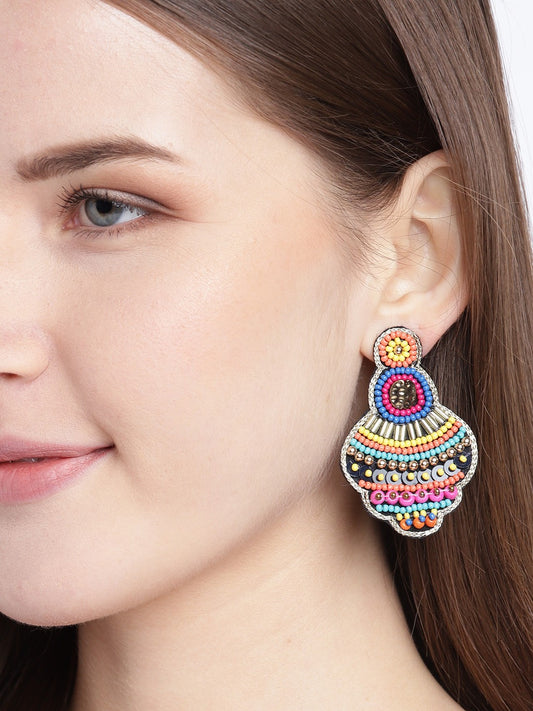 Multicoloured Beaded Contemporary Drop Earrings