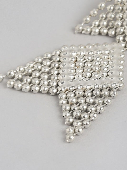 Silver-Toned Geometric Drop Earrings