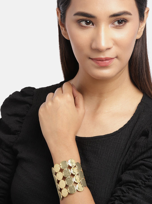 Women Gold-Toned Gold-Plated Cuff Bracelet