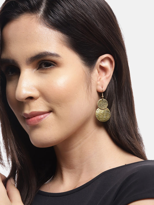 Gold-Plated Circular Drop Earrings