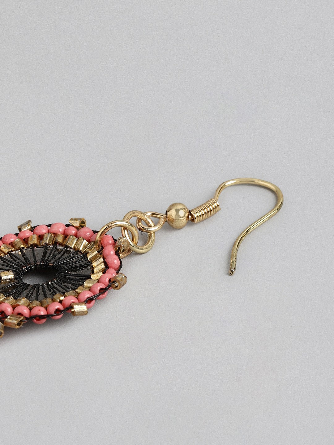 Pink & Grey Circular Drop Earrings