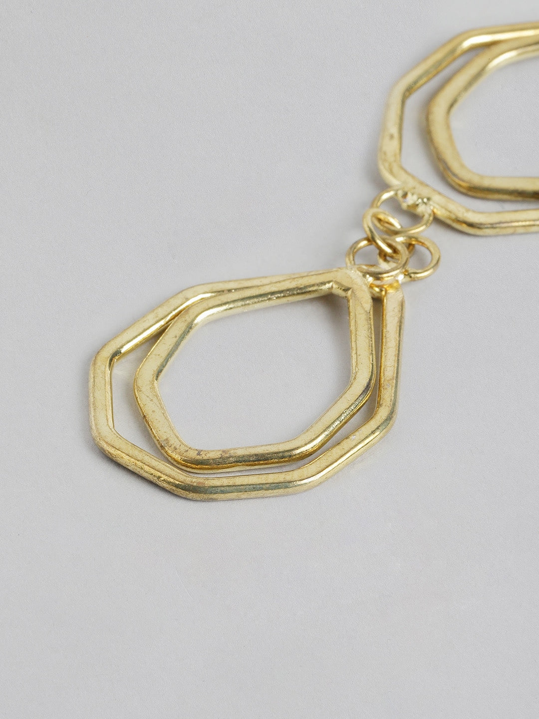 Gold-Plated Teardrop Shaped Drop Earrings