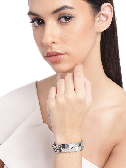 Women Silver-Toned & Black Charm Bracelet