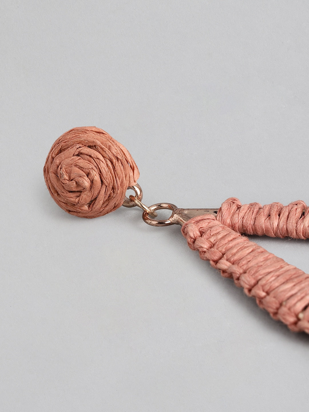 Peach-Coloured Oval Drop Earrings