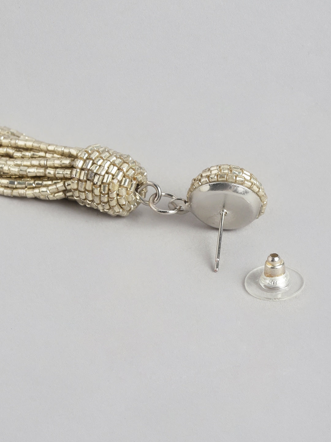 Silver-Plated Artificial Beads Contemporary Drop Earrings