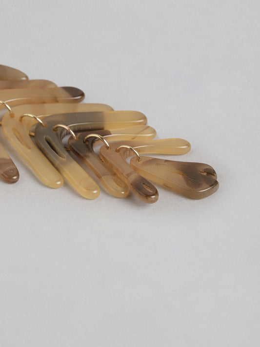 Beige Leaf Shaped Drop Earrings