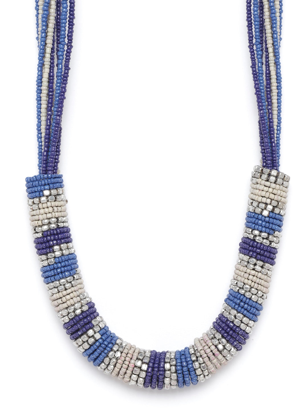 Women Blue & Purple Beaded Necklace