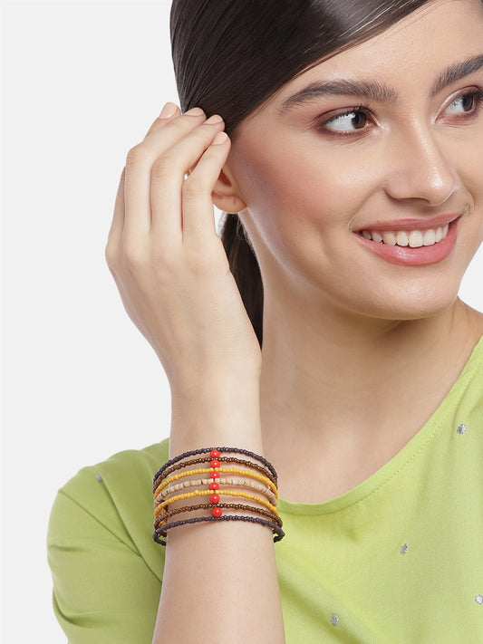 Women Multicoloured Beaded Cuff Bracelet