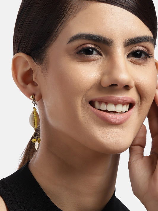 Yellow & White Contemporary Drop Earrings