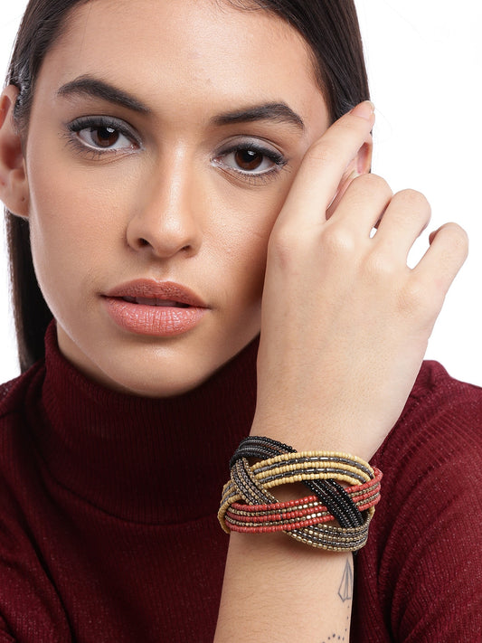 Women Rust & Mustard Multistrand Bracelet