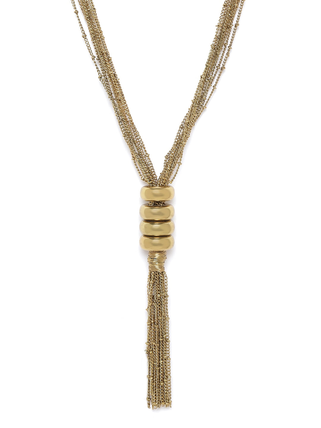 Antique Gold-Plated Tasselled Multistranded Necklace