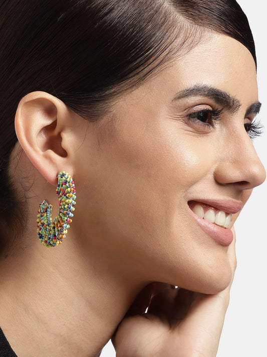 Multicoloured Circular Half Hoop Earrings