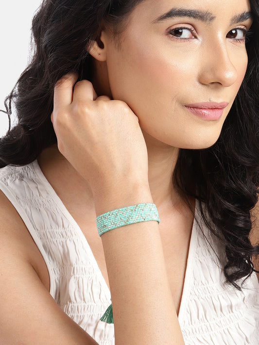 Women Artificial Beads Wraparound Bracelet