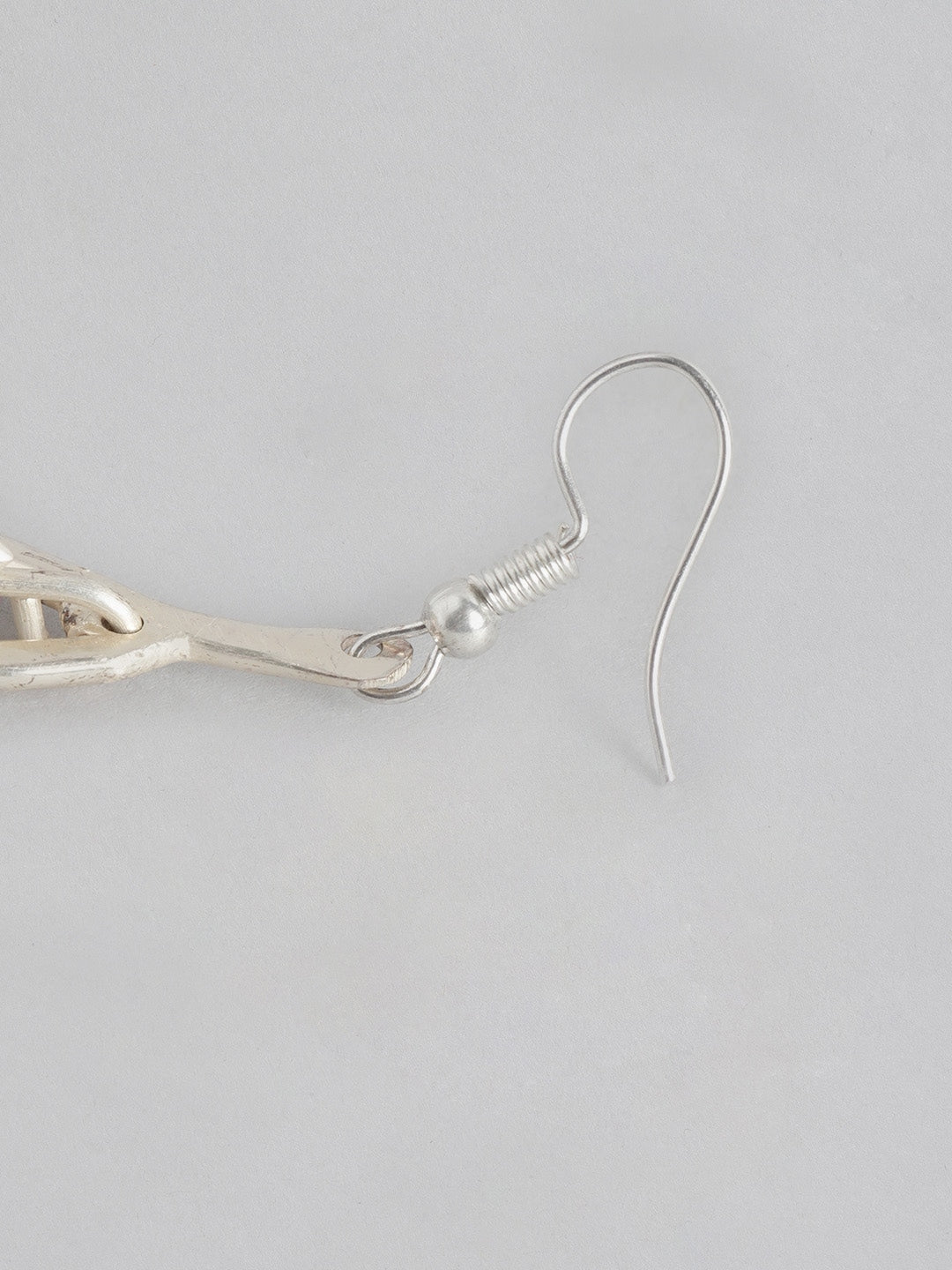 Silver-Toned Teardrop Shaped Drop Earrings - Richeera