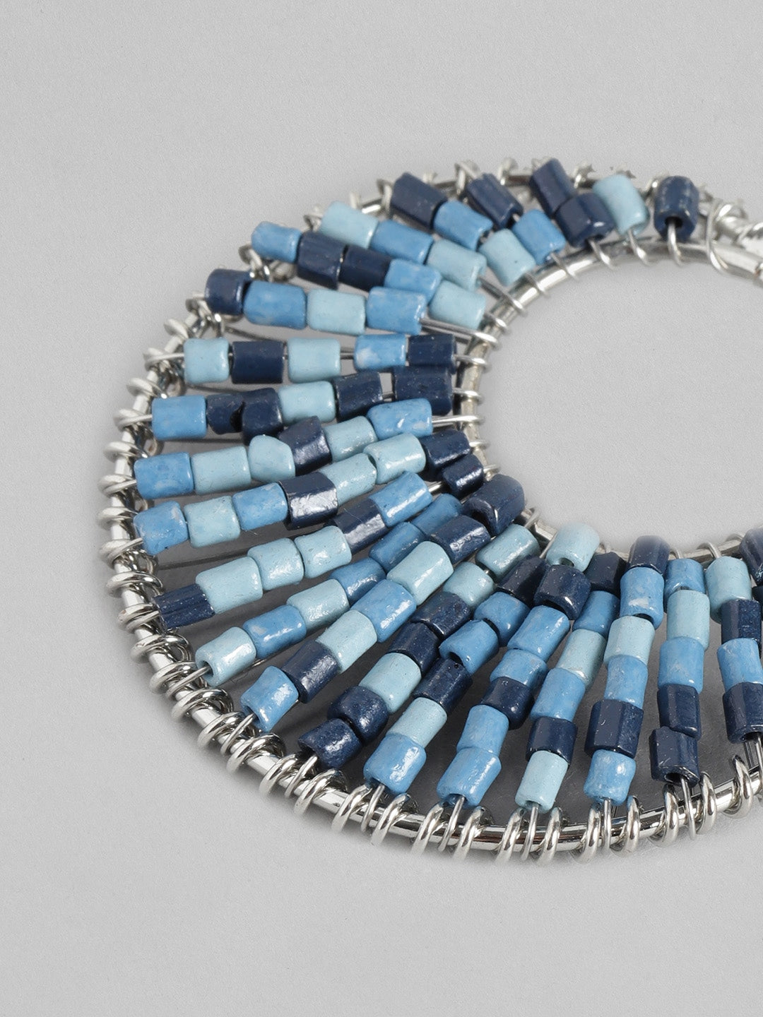 Blue Circular Drop Earrings