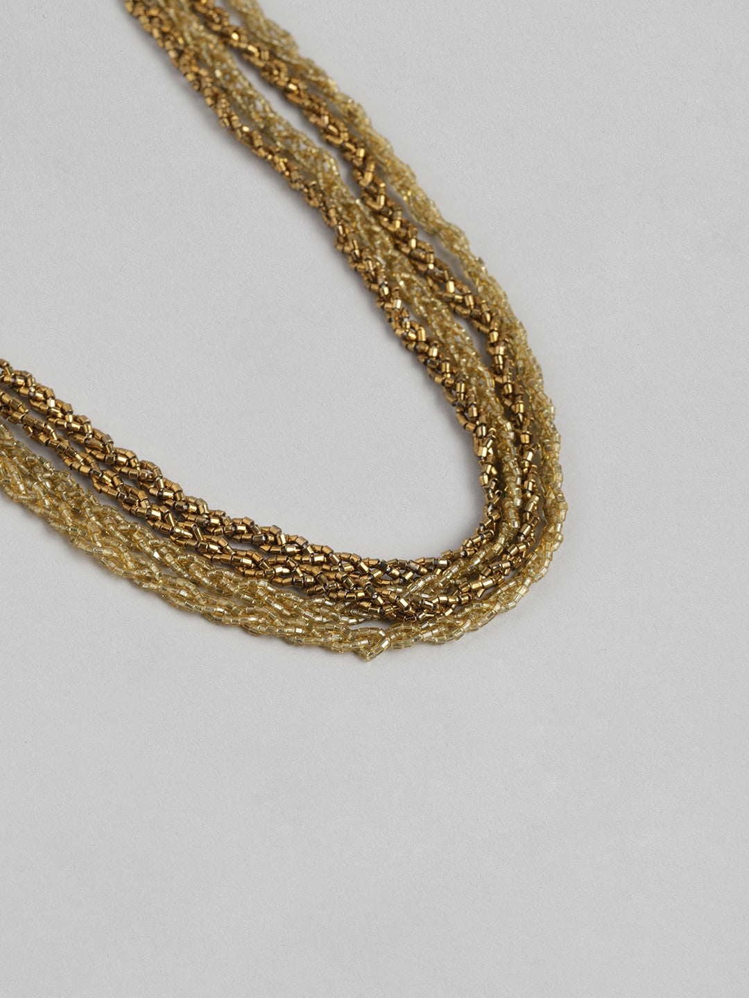Gold-Plated Beaded Multi-Layered Necklace