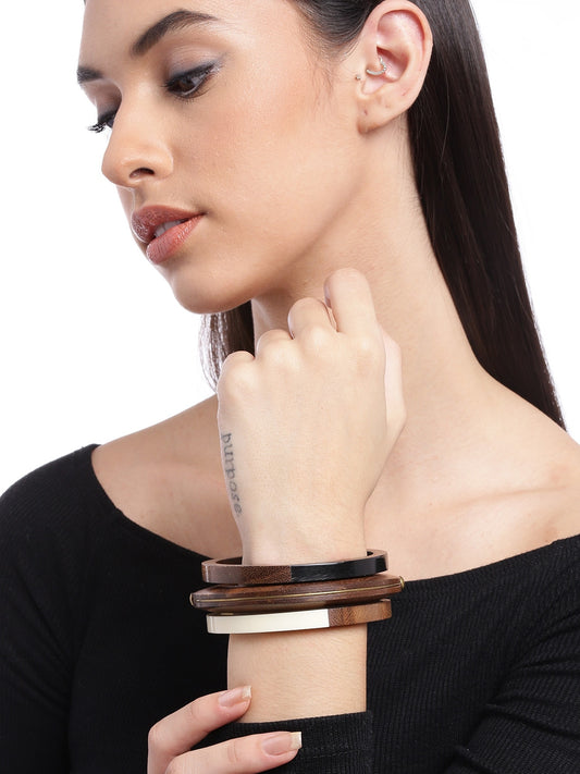 Women Brown Wood Ring Bracelet