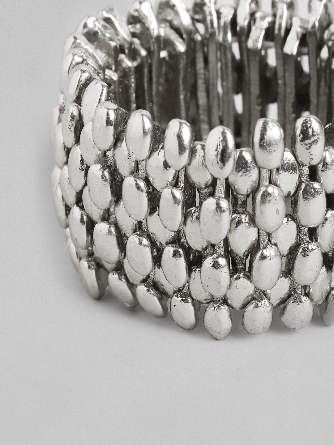 Women Silver-Toned Silver-Plated Elasticated Bracelet