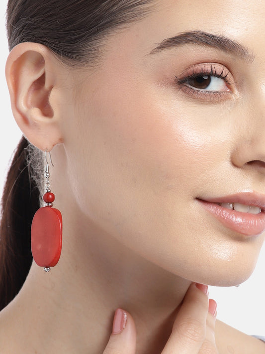 Silver-Plated Teardrop Shaped Drop Earrings
