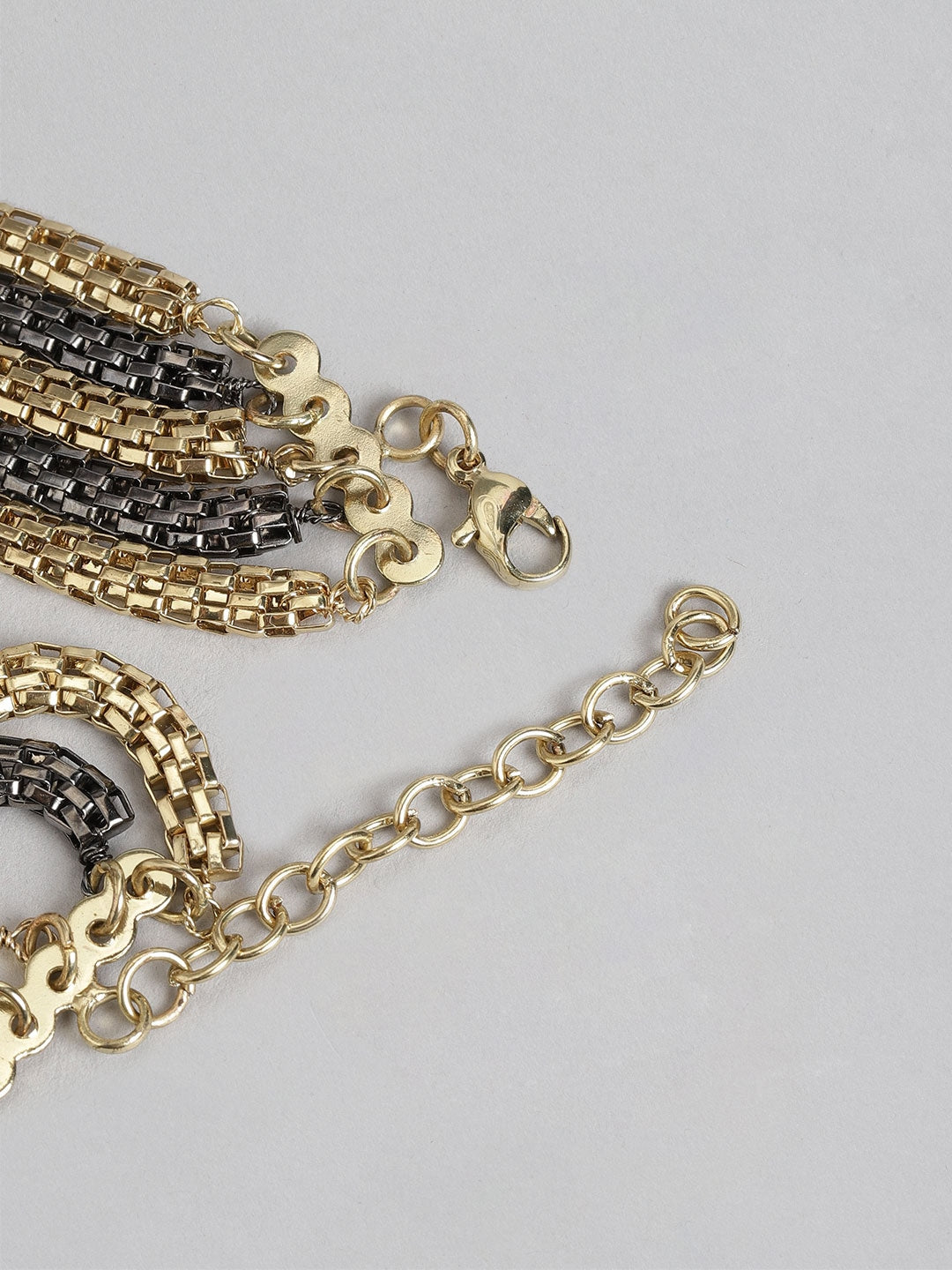 Women Gold-Toned & Gunmetal-Toned Gold-Plated Multistrand Bracelet