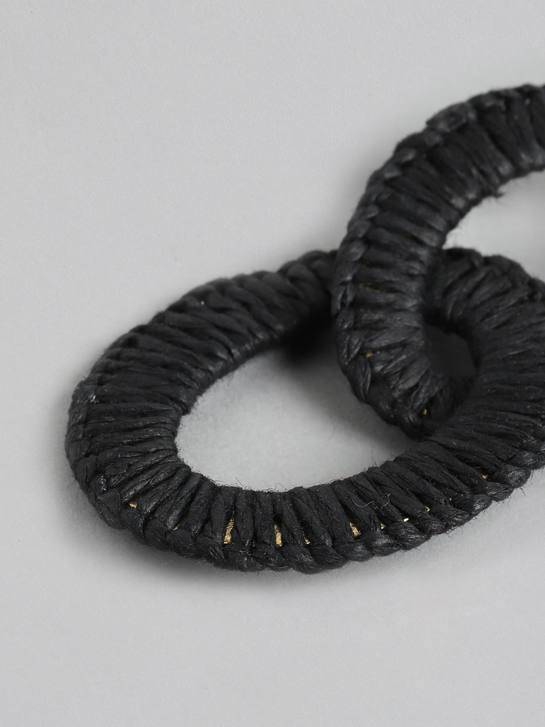 Black & Gold-Toned Oval Drop Earrings