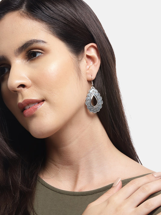 Silver-Plated Contemporary Drop Earrings