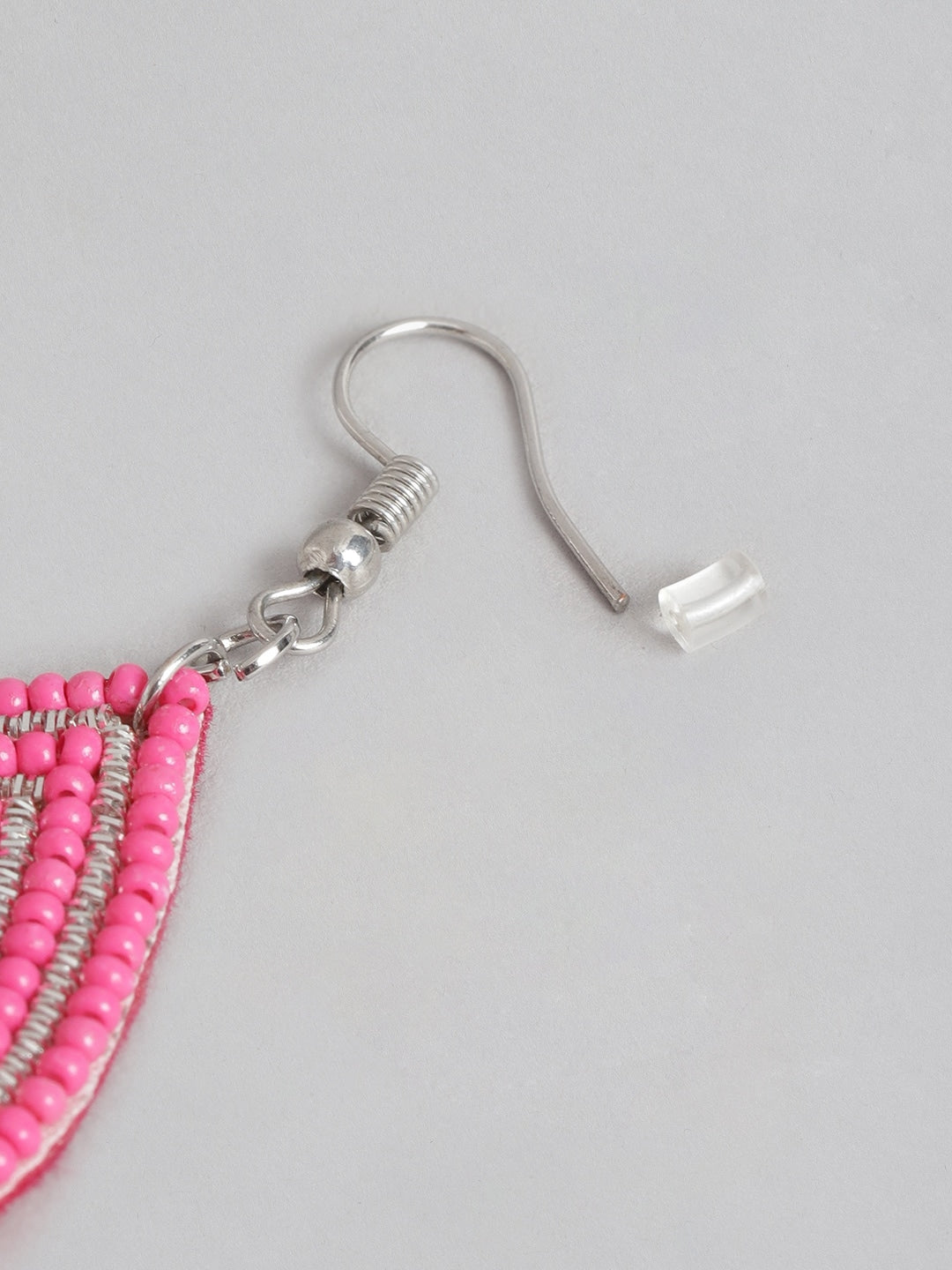 Silver-Plated Artificial Beads Teardrop Shaped Drop Earrings