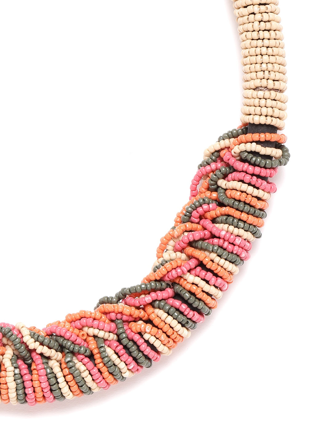 RICHEERA Beige & Pink Beaded Necklace