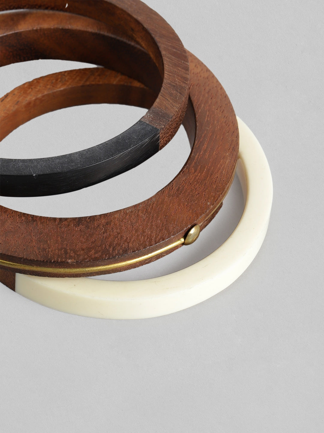 Women Brown Wood Ring Bracelet