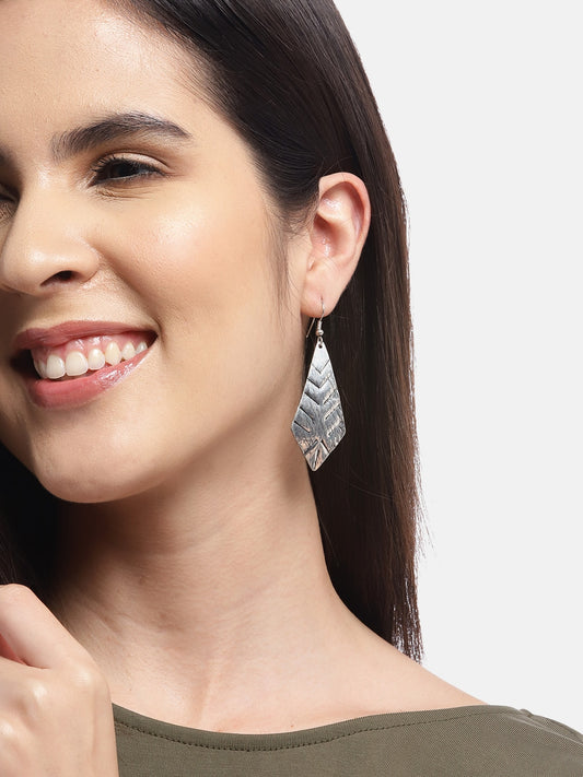 Silver-Plated Geometric Drop Earrings