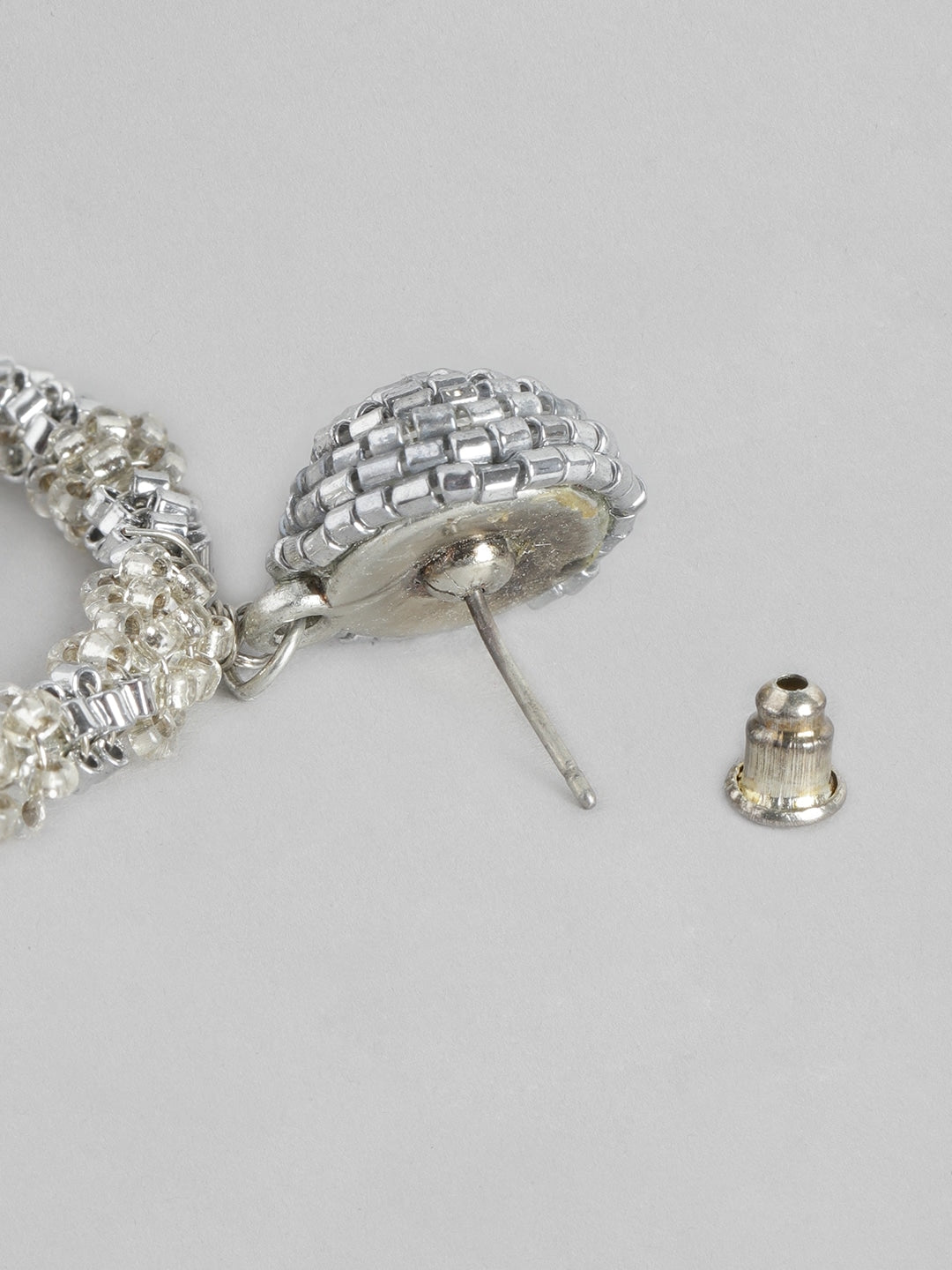 Silver-Toned Circular Drop Earrings