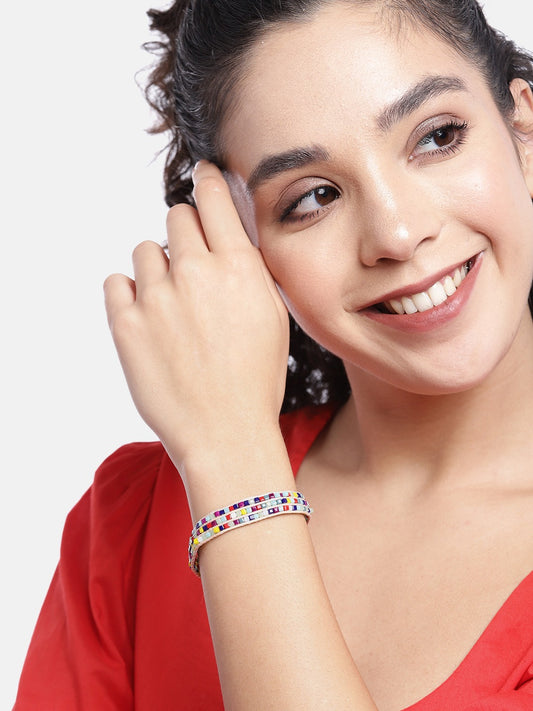 RICHEERA Women Off White & Red Armlet Bracelet