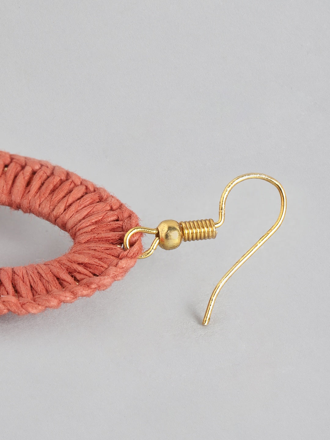 Rust & Gold-Toned Oval Drop Earrings